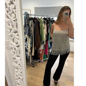 Rachel Zoe Metallic Silver Fringe Top